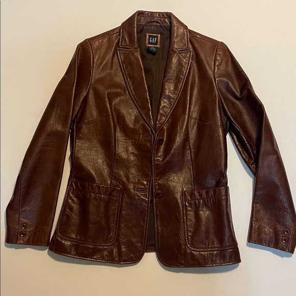 Gap vintage brown leather blazer, size small. Rachel Green jacket alternative - Picture 5 of 13